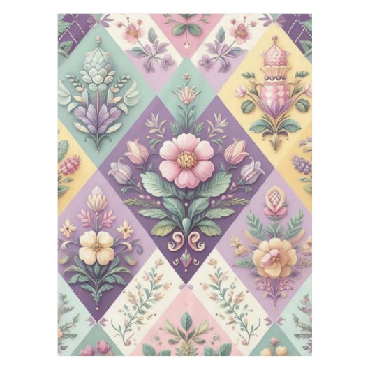 パステルカラフルアーガイルイースター/春 テーブルクロス (正面)