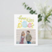 パステルカラフルイースターエッグハッピーイースター写真 シーズンポストカード (スタンド正面)