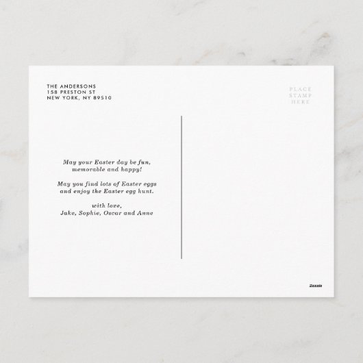 パステルカラフルイースターエッグハッピーイースター写真 シーズンポストカード (裏面)