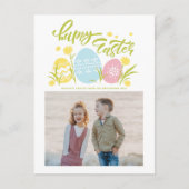 パステルカラフルイースターエッグハッピーイースター写真 シーズンポストカード (正面)