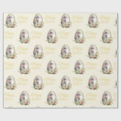 パステルカラフルイースターエッグフローラルパターンイエロー ラッピングペーパー (フラット)