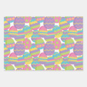 パステルカラフルイースターエッグ&パープル水玉模様 ラッピングペーパーシート (正面3)