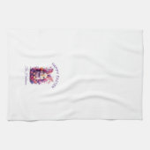 パステルカラフルイースターバニー&ウォーターカラー花模様 キッチンタオル (横)