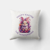 パステルカラフルイースターバニー&ウォーターカラー花模様 クッション (裏面)