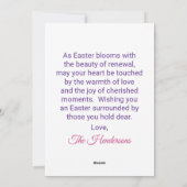 パステルカラフルイースターバニー&ウォーターカラー花模様 シーズンカード (裏面)