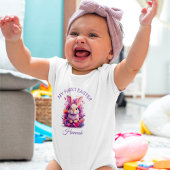 パステルカラフルイースターバニー&ウォーターカラー花模様 ベビーボディスーツ