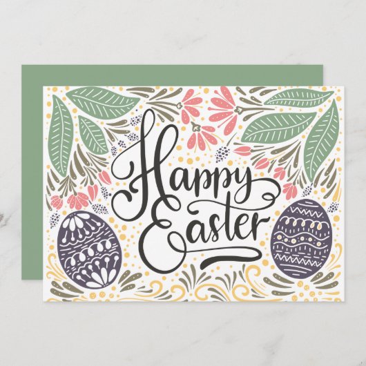 パステルカラフルイ図解入りの、写真付きのースターフォトカード シーズンカード (正面/裏面)