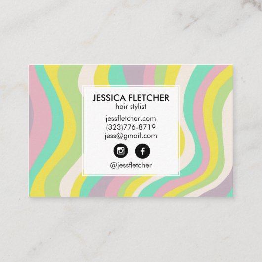 パステルカラフルウェーストライプブミニマルカッコいい 名刺 (裏面)