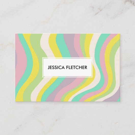 パステルカラフルウェーストライプブミニマルカッコいい 名刺 (正面)
