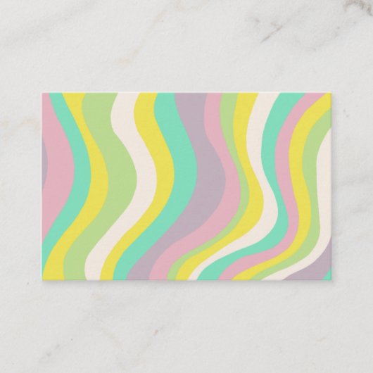 パステルカラフルウェーブイストライプズミニマリストグリーン 名刺 (正面)