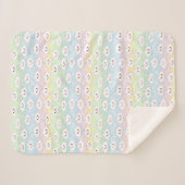 パステルカラフルウェーブズかわいい絵文字クラウドパターン シェルパブランケット (正面(横))