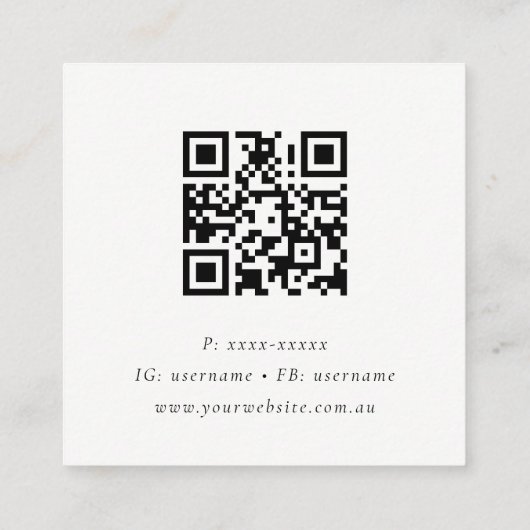 パステルカラフルウォーターカラーケーキベーカリーQRコード スクエア名刺 (裏面)