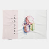 パステルカラフルウォーターカラーフランスのマカロンベーカリー キッチンタオル (横)