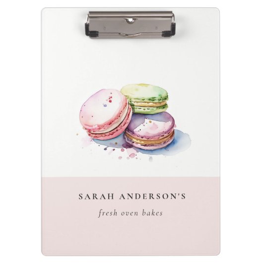 パステルカラフルウォーターカラーフランスのマカロンベーカリー クリップボード (正面)
