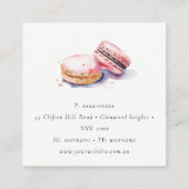 パステルカラフルウォーターカラーフランスのマカロンベーカリー スクエア名刺 (裏面)