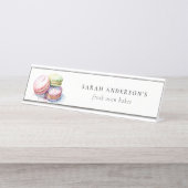 パステルカラフルウォーターカラーフランスのマカロンベーカリー デスクネームプレート (正面)