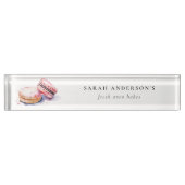 パステルカラフルウォーターカラーフランスのマカロンベーカリー デスクネームプレート (正面)