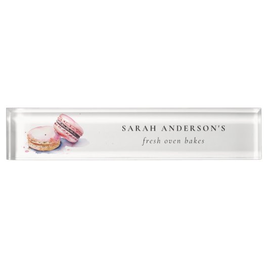 パステルカラフルウォーターカラーフランスのマカロンベーカリー デスクネームプレート (正面)