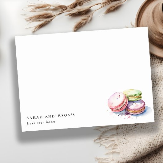 パステルカラフルウォーターカラーフランスのマカロンベーカリー ノートカード