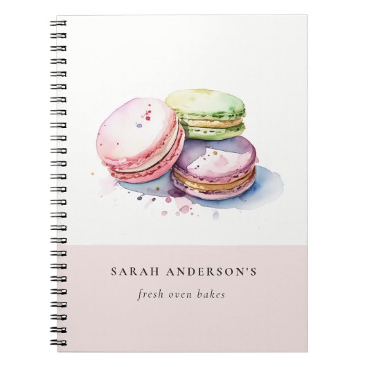 パステルカラフルウォーターカラーフランスのマカロンベーカリー ノートブック (正面)