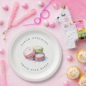 パステルカラフルウォーターカラーフランスのマカロンベーカリー ペーパープレート (パーティー)