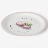 パステルカラフルウォーターカラーフランスのマカロンベーカリー ペーパープレート (アングル)