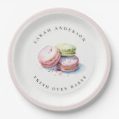 パステルカラフルウォーターカラーフランスのマカロンベーカリー ペーパープレート (正面)