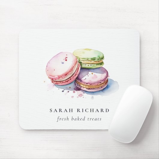 パステルカラフルウォーターカラーフランスのマカロンベーカリー マウスパッド (マウス)