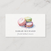 パステルカラフルウォーターカラーフランスのマカロンベーカリー 名刺 (正面)