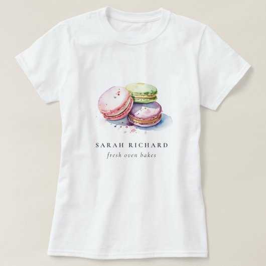 パステルカラフルウォーターカラーフランスのマカロンベーカリー Tシャツ (デザイン正面)