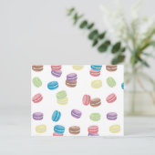 パステルカラフルウォーターカラーフランスのマカロン シーズンポストカード (スタンド正面)