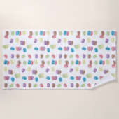 パステルカラフルウォーターカラーフランスのマカロン ビーチタオル (正面)