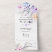 パステルカラフルウォーターカラーフローラ結婚ズ オールインワン招待状 (内側)