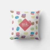 パステルカラフルウォーターカラーマカロンモノグラム クッション (正面)