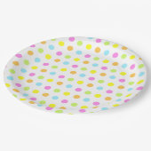 パステルカラフルカラーの水玉模様 ペーパープレート (アングル)