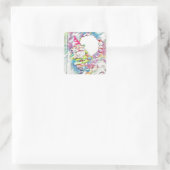 パステルカラフルガーデン格言 スクエアシール (バッグ)