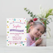 パステルカラフルガール5thバースデーパーティー写真 招待状 (スタンド正面)