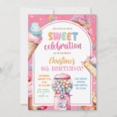 パステルカラフルキャンディズスウィートお祝い誕生日 招待状 (正面)