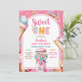 パステルカラフルキャンディーススウィートワンファースト誕生日 招待状 (スタンド正面)