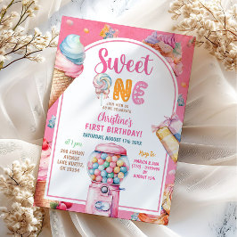 パステルカラフルキャンディーススウィートワンファースト誕生日 招待状