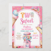 パステルカラフルキャンディーズ2つの甘い2番目の誕生日 招待状 (正面)