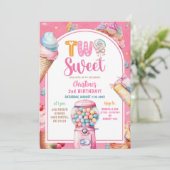 パステルカラフルキャンディーズ2つの甘い2番目の誕生日 招待状 (スタンド正面)