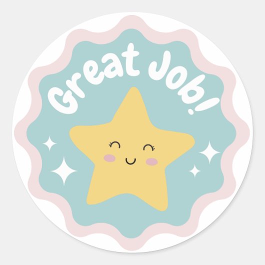 パステルカラフルキュート素晴らしジョブ子供へ ラウンドシール (正面)