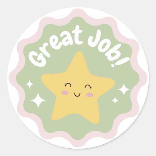 パステルカラフルキュート素晴らしジョブ子供へ ラウンドシール (正面)