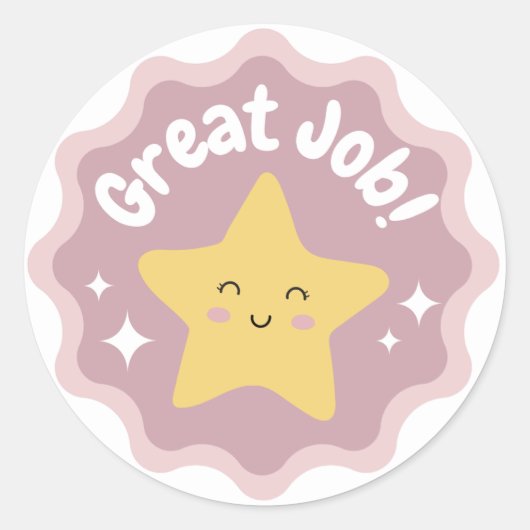 パステルカラフルキュート素晴らしジョブ子供へ ラウンドシール (正面)