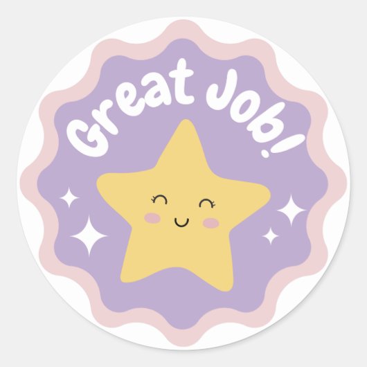 パステルカラフルキュート素晴らしジョブ子供へ ラウンドシール (正面)