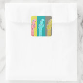 パステルカラフルギターガールミュージック スクエアシール (バッグ)