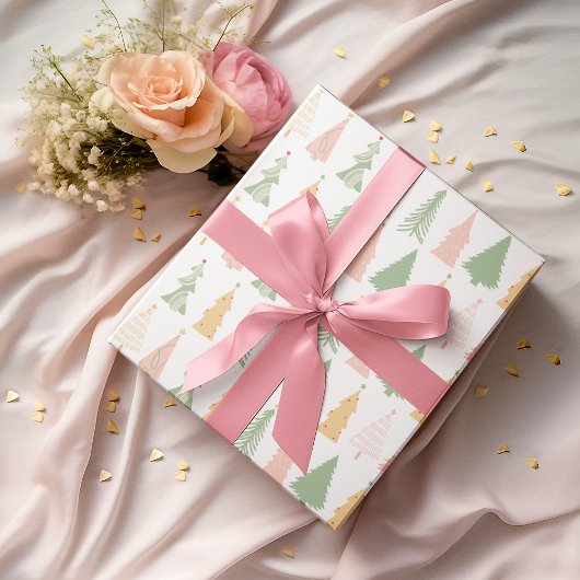 パステルカラフルクリスマスツリーラッピング紙 ラッピングペーパー