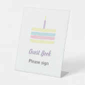 パステルカラフルケーキ誕生日パーティー 台座サイン (正面)