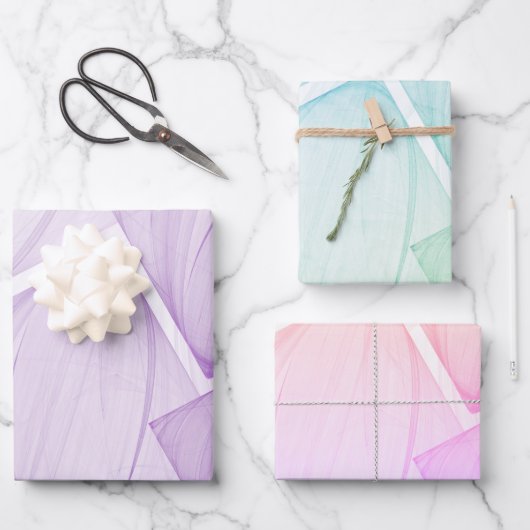 パステルカラフルジオメトリックスクエアデクページ ラッピングペーパーシート (正面)